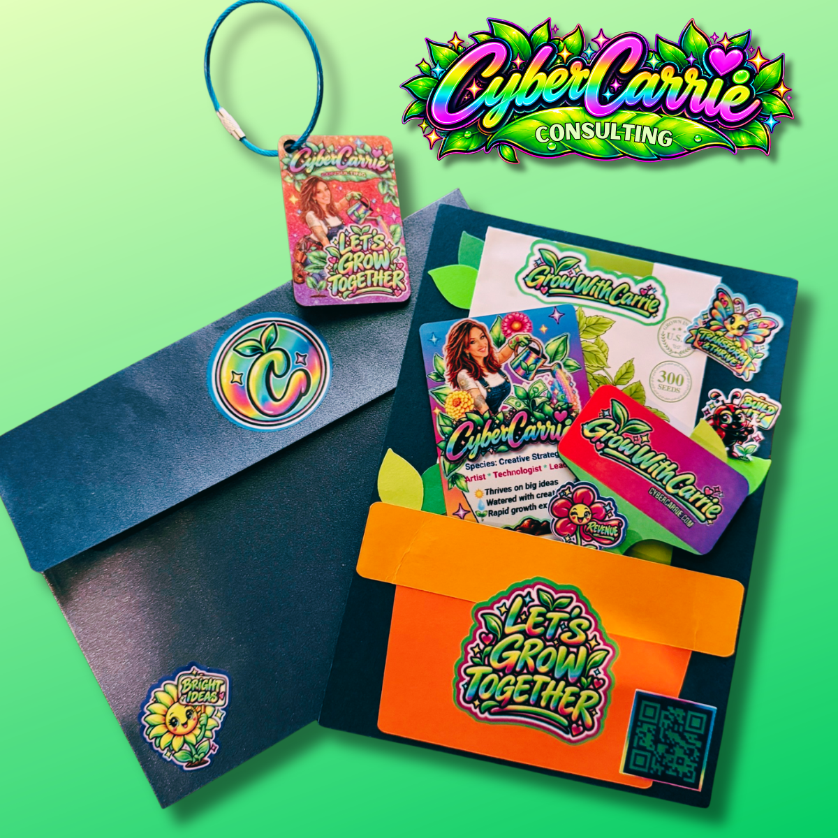 Custom direct mail marketing campaign with coordinated branded gifts and printed materials